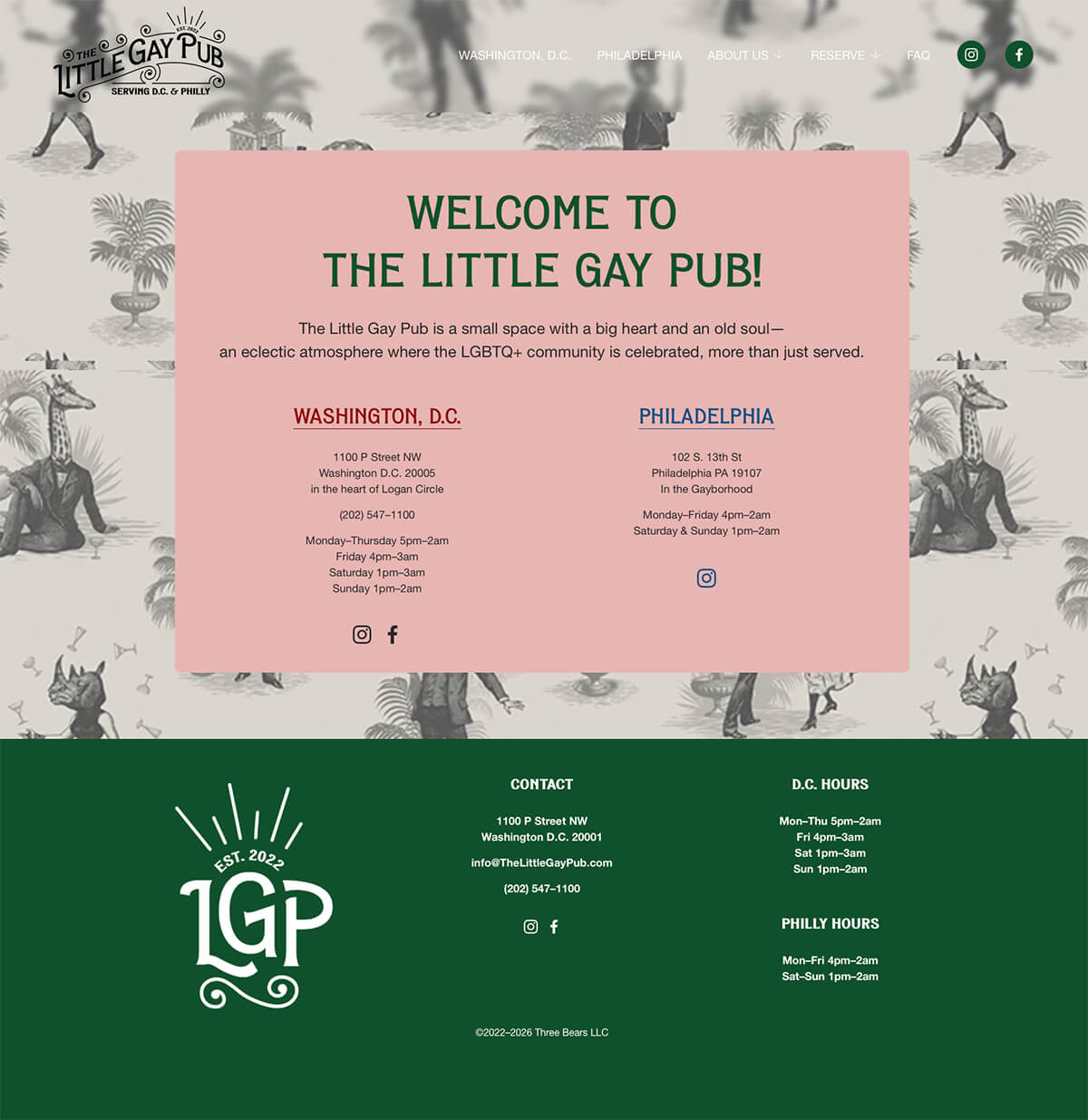 The Little Gay Pub website homepage
